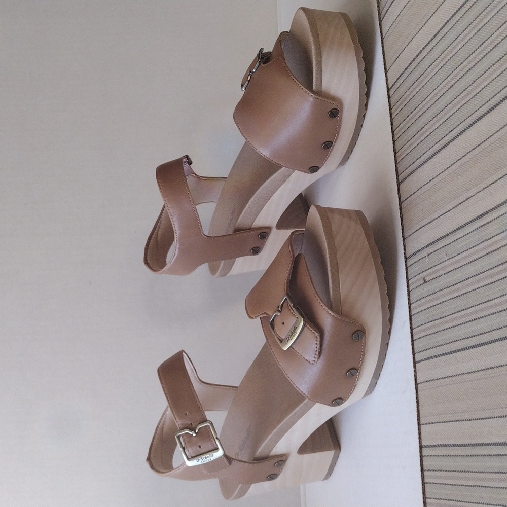 Dr Scholl's Original  Love camel leather sandals clogs 8